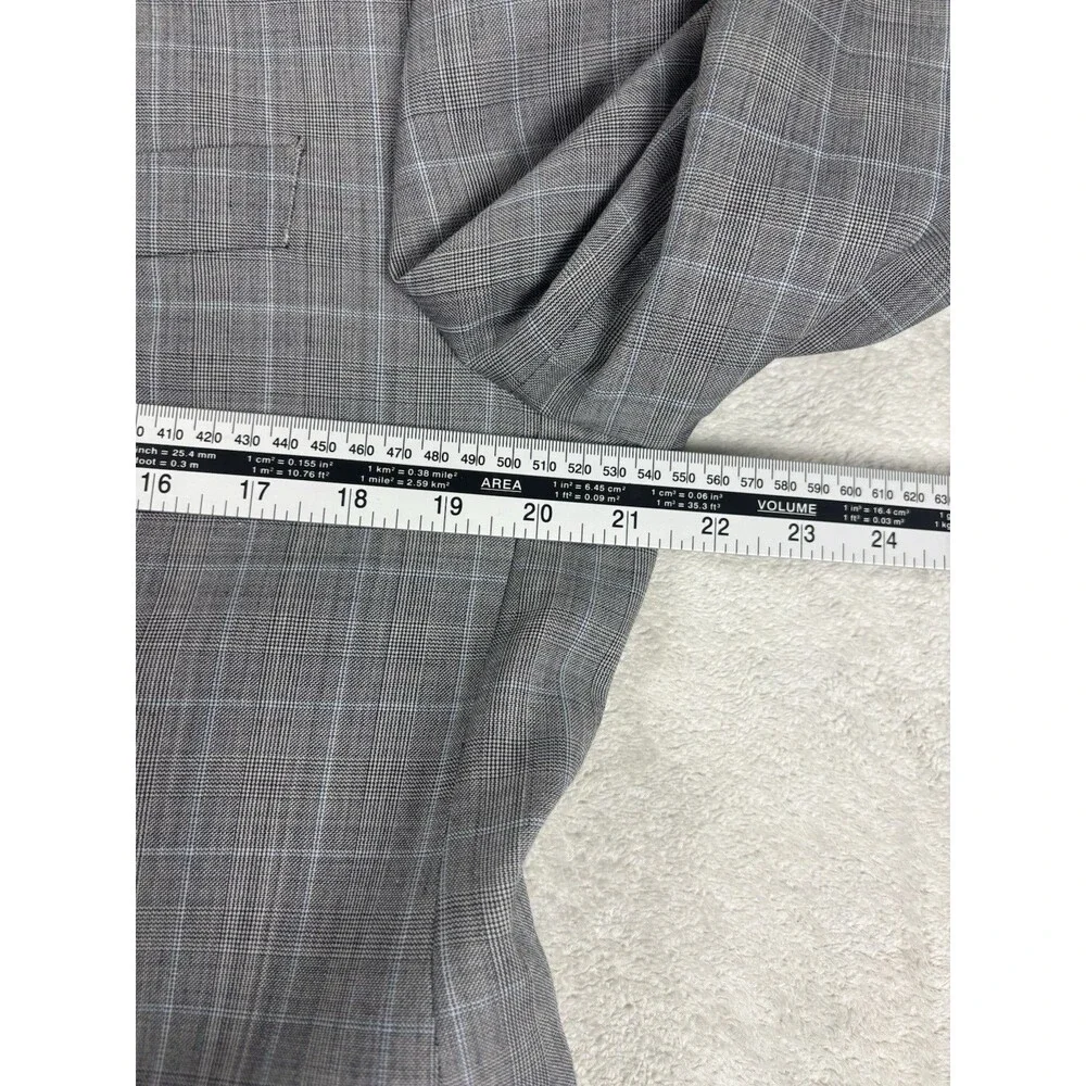 Michael Kors Wool Blend Gray Blue Glen Plaid Two Piece Mens Suit 40S Business
